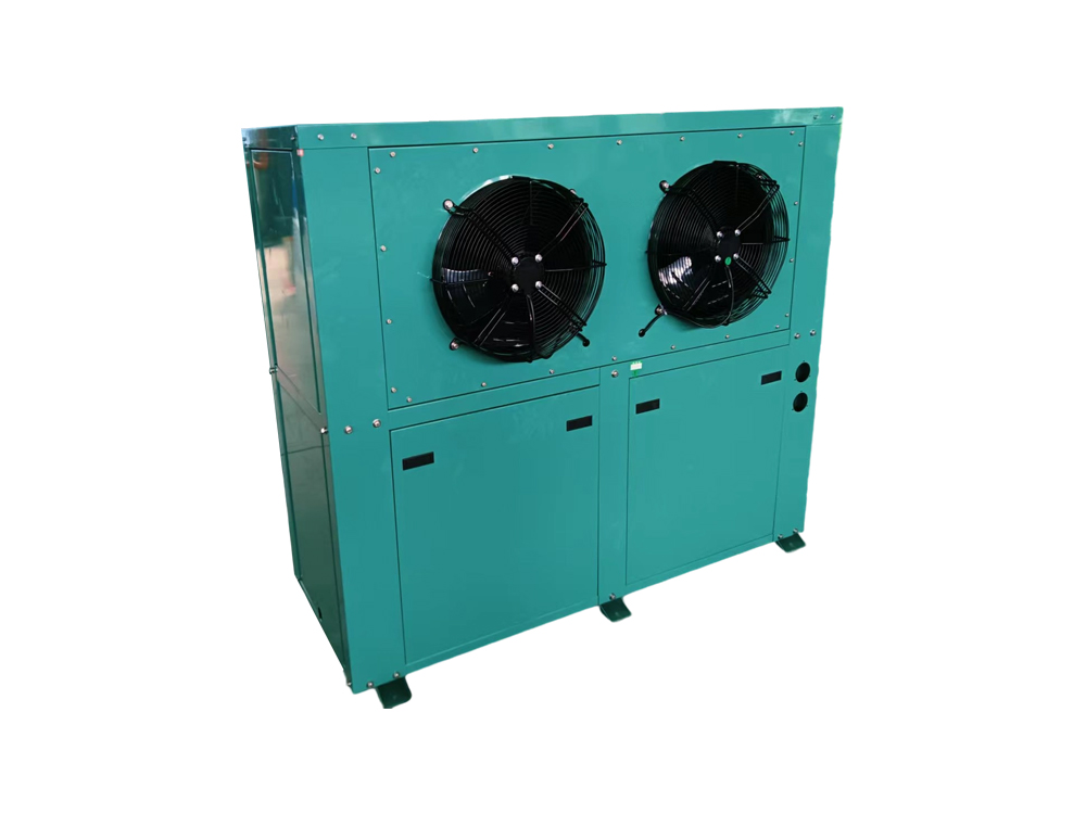 L-shaped integrated condensing unit na may upper at lower electrical control box